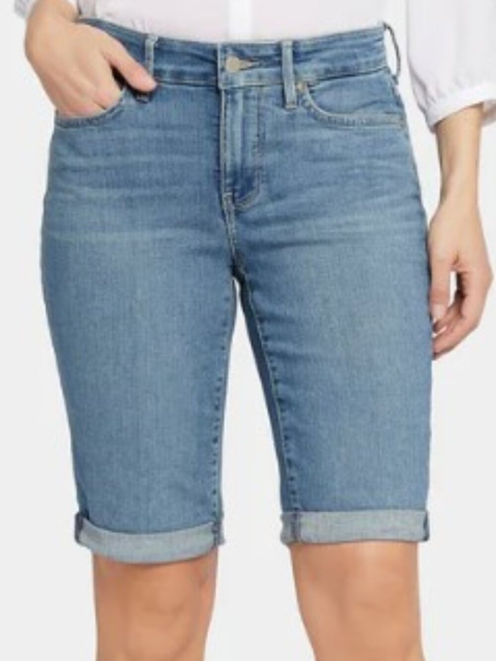 NYDJ 'Briella' 11" Denim Shorts with Roll Cuffs in Heyburn Wash sz 6
